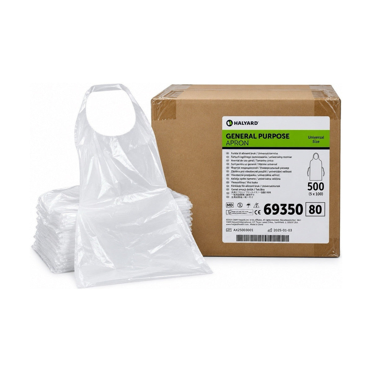 Halyard 69350 General Purpose Disposable Aprons Universal Size 500/Case
