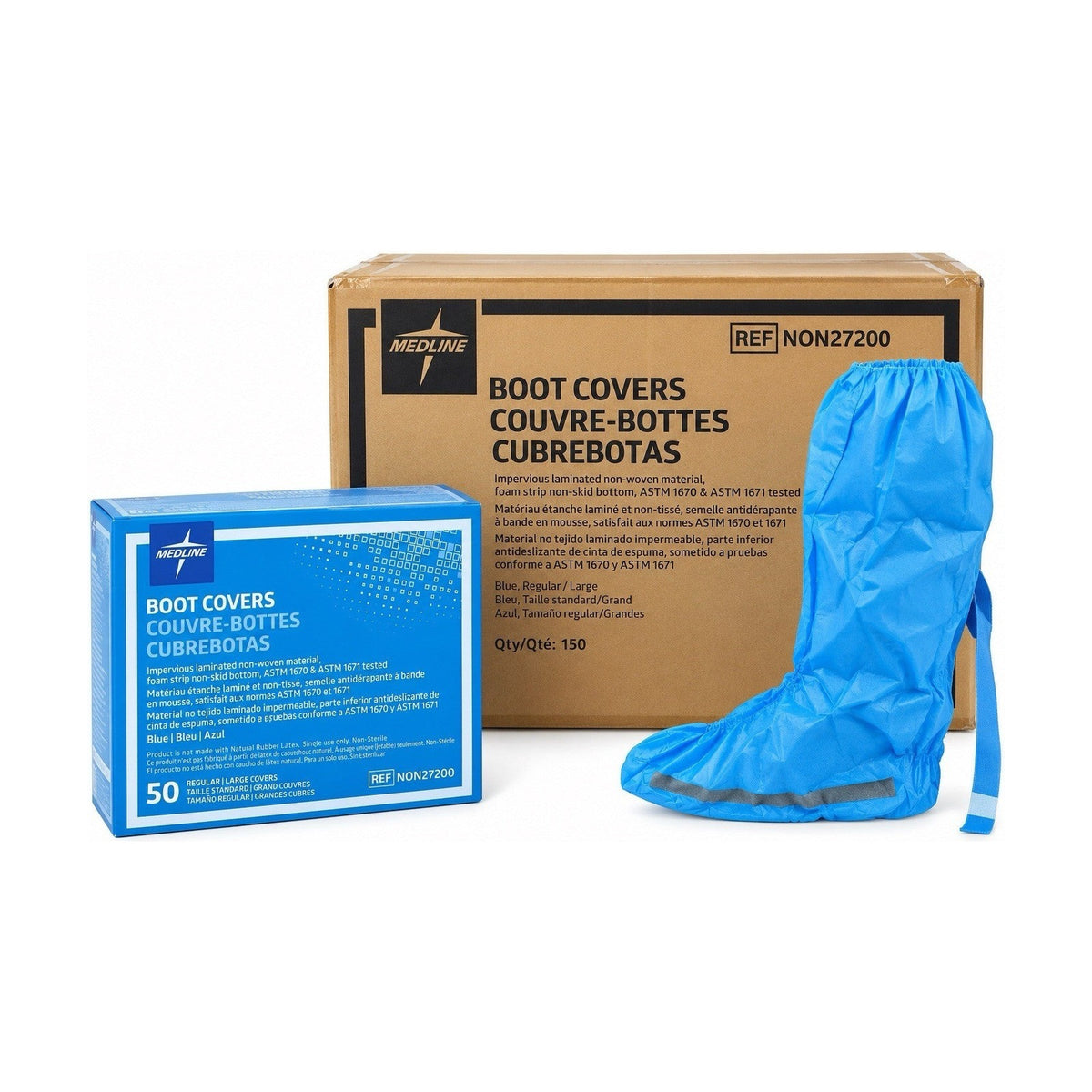 Medline NON27200 Blue Impervious Boot Covers Non-Skid Regular Large 150/Case