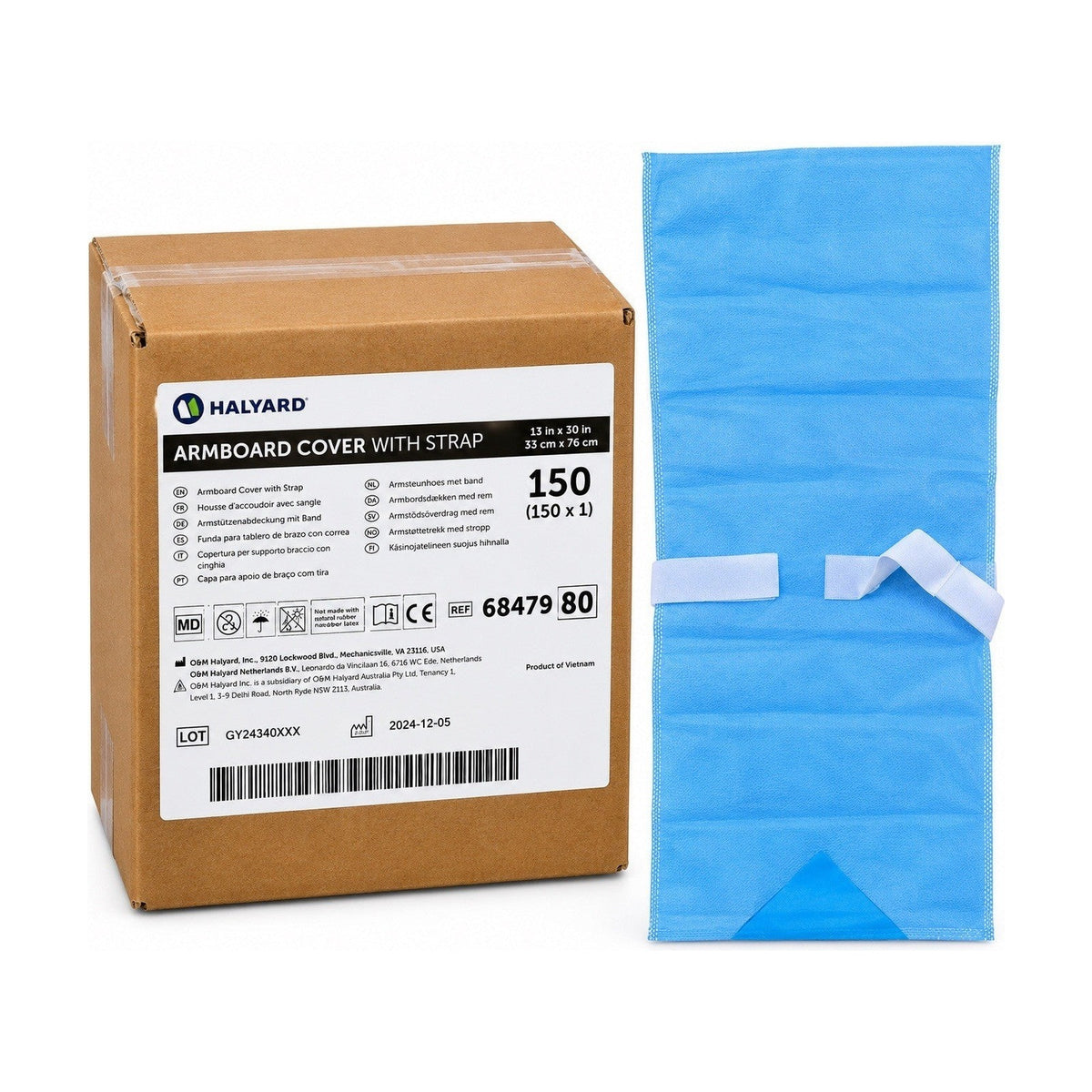 Halyard 68479 Armboard Cover With Strap 13x30 Blue 150/Case