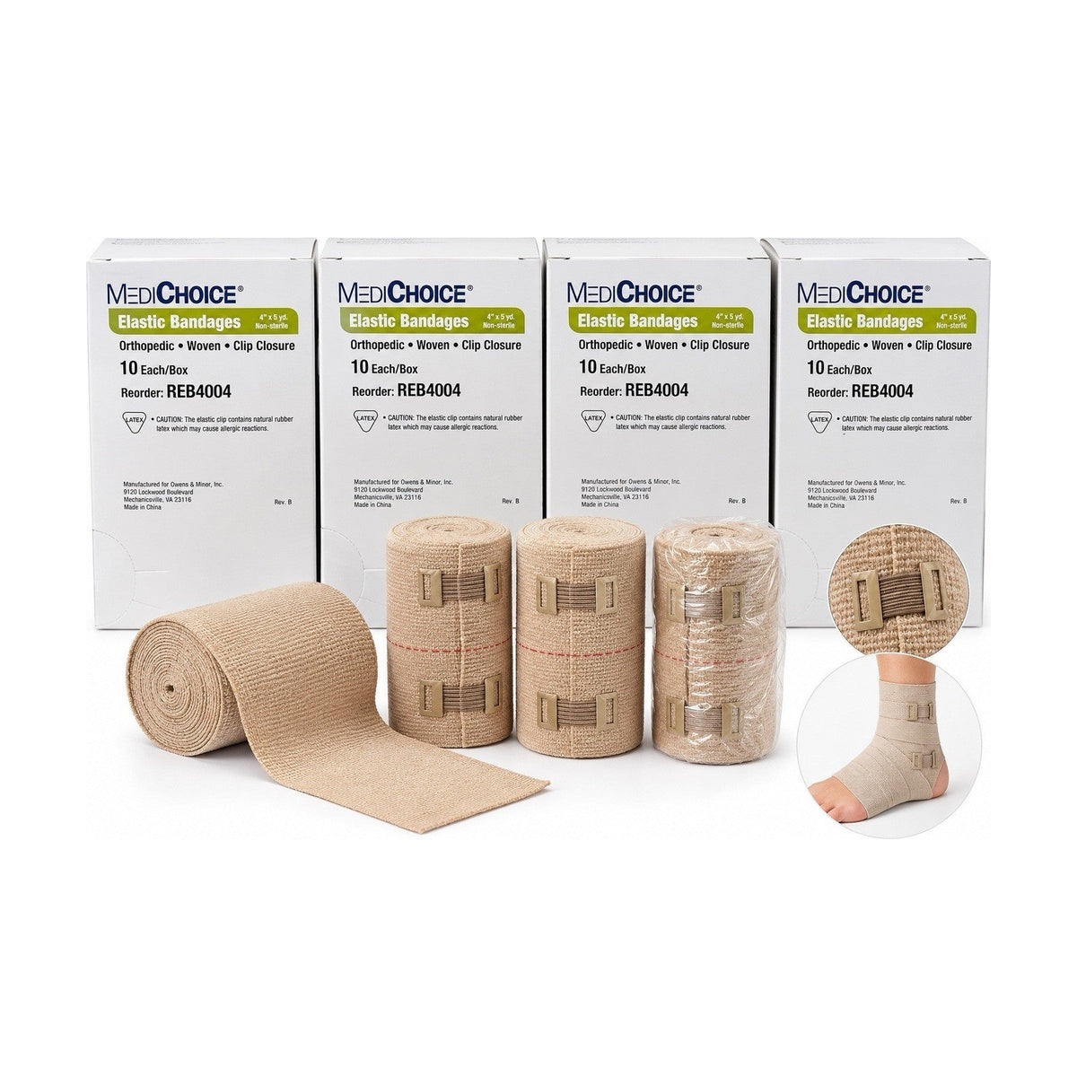 MediChoice REB4004 Elastic Bandages 4" x 5 yd Lot of 40