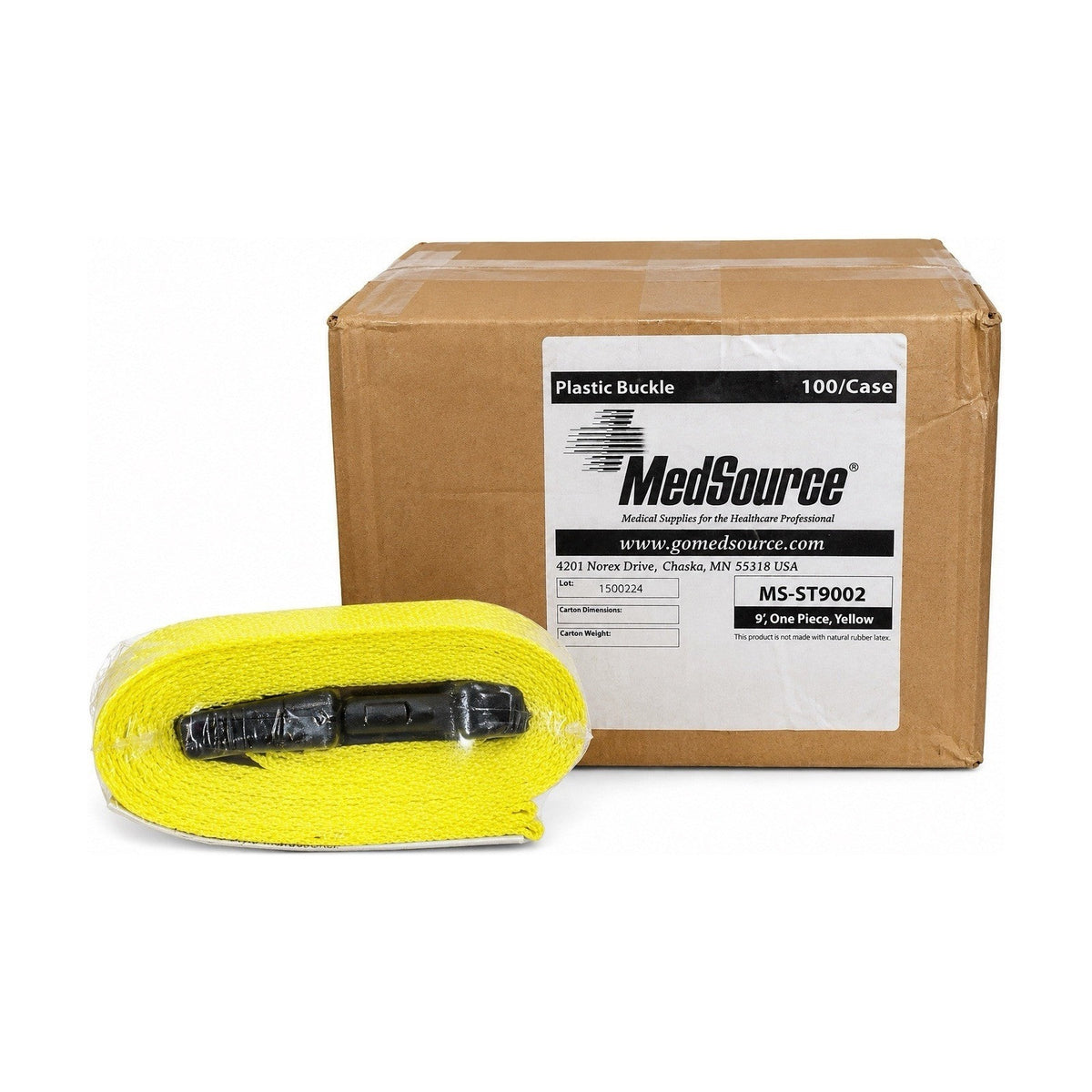 MedSource MS-ST9002 9 ft One Piece Yellow Buckle Strap 100/Case