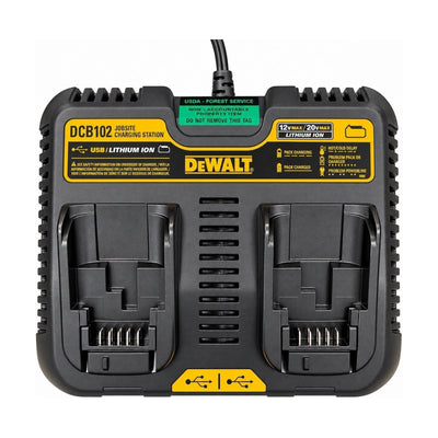 DEWALT DCB102 12V 20V MAX Dual Port Jobsite Battery Charger USB